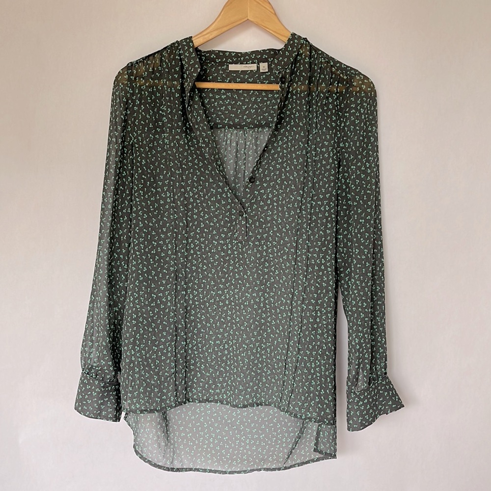 Gray Halogen Chiffon Blouse